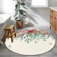 thumbnail image 3 of Watercolor Roses Round Area Rug 3.3Ft Washable Circle Rugs for Dining Room Table, Spring Flowers Leaves Butterflies Light Beige Non-Slip Carpet Floor Mats Indoor Outdoor Carpet Runner Home Decor, 3 of 8