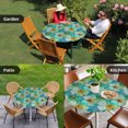 thumbnail image 4 of Watercolor Flower Round Tablecloth for 36-44 Inch Tables, Fitted Table Cover with Elastic Edge, Retro Abstract Floral Art Waterproof Outdoor Table Cloth Protector for Patio Garden Dinner Picnic, 4 of 9