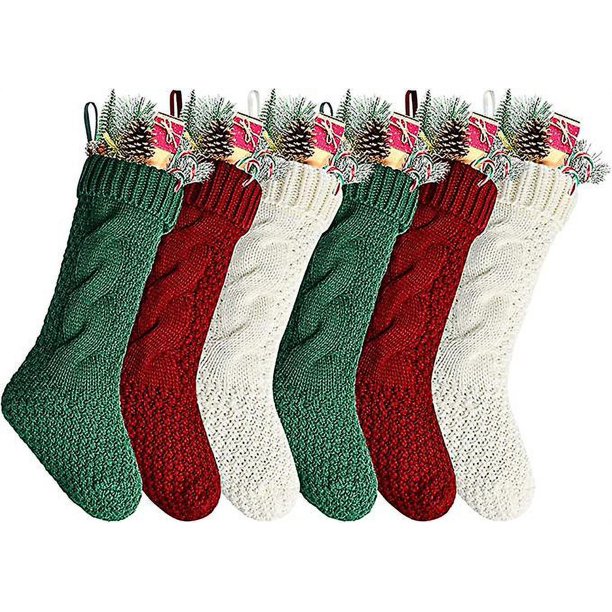 Medias navideñas YONGSHENG burdeos marfil verde paquete de 6