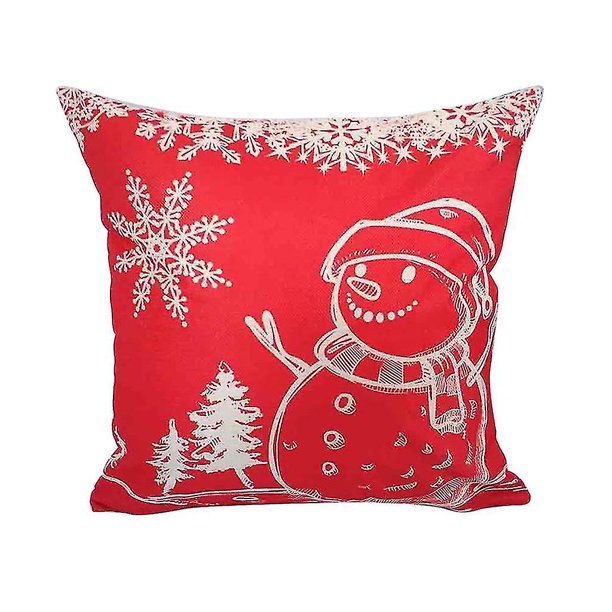 Juego de 1 pieza de funda de almohada decorativa de lino y algodón navideño, funda para sofá y Patio