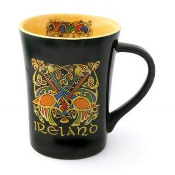 Allied Ireland Black Celtic Mug for Tea or Coffee St Patricks Day Gift Irish Thematic Kitchen Decoration Home Decor