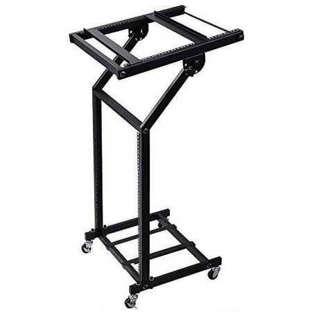 Adjustable Rack Mount Studio Equipment Rolling DJ Mixer Stand Stage Cart Music Party Show 12U