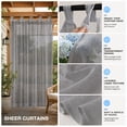 thumbnail image 5 of Lapalife Outdoor Sheer Curtains for Patio Waterproof, Detachable Sticky Tab Top Light Filtering Voile Drape, Weatherproof Privacy Screen for Porch/Pergola/Gazebo, 52 x 96 inch, Light Gray, 1 Panel, 5 of 7