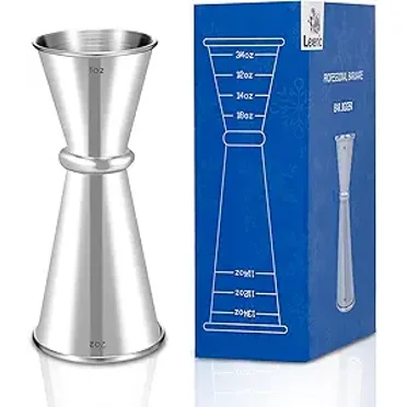 Lexenic 2oz 1oz Premium Japanese Jigger with 7 Measurements Inside for Bartender , 304 Stainless Steel Heavy-Duty Jigger , Bar Accessories for The Home Bar Set (Pack 1)
