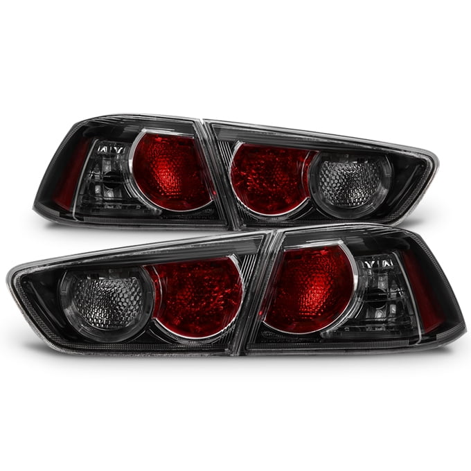 Fit 2008-2017 Mitsubishi Lancer 2008-2015 EVO X Black Smoked Tail Lights  Lamps - Walmart.com