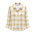 thumbnail image 5 of Luivaraty Flannel Plaid Shirts for Women Button Down Lapel Tops Fashion Casual Long Sleeve Dressy Shirts，S-2XL, 5 of 6