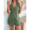 thumbnail image 4 of EASYBRA Women Button Cardigan Vest and Shorts Set Casual Summer Two Piece Resort Outfit, 4 of 7