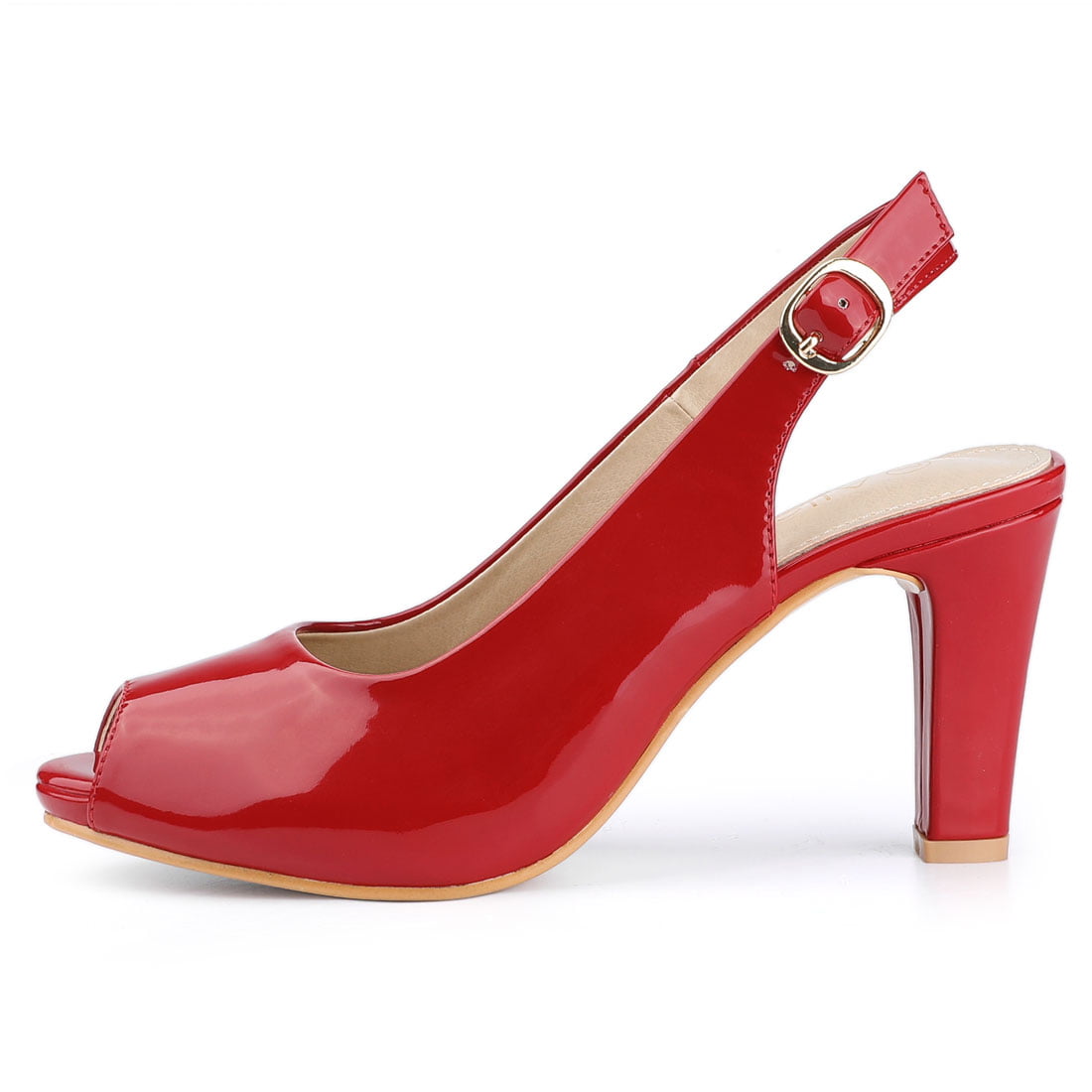 red slingback peep toe heels