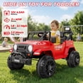 thumbnail image 3 of TOKTOO 12V Ride on Toys for Toddlers, Electric Ride on Car for Kids, Ride on Truck for Boys Girls with Parent Remote Control, Music Player, Red, 3 of 9