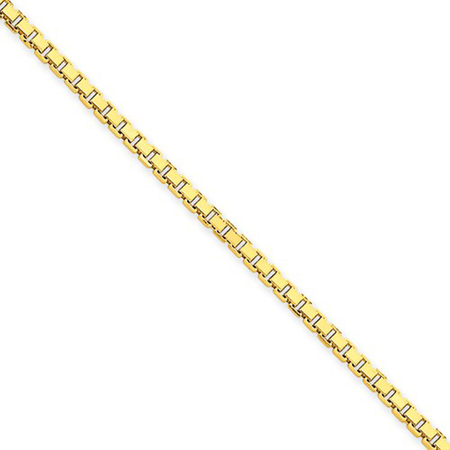 14K Yellow Gold 2.5mm Wide Box Chain Necklace