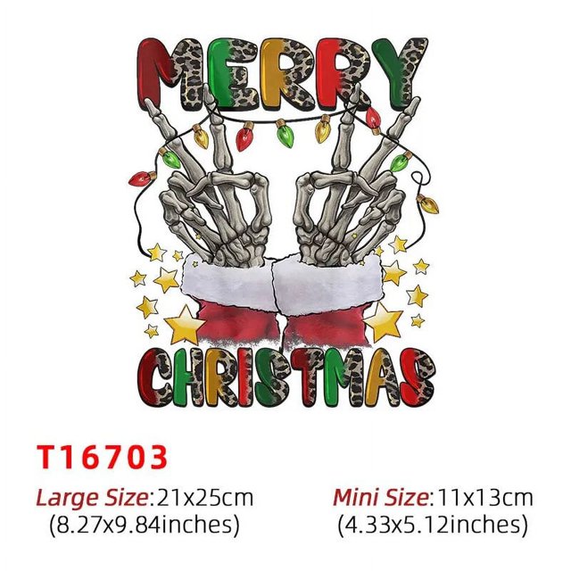 Parches de transferencia de hierro para ropa DIY, artesanía lavable, camiseta para mujer, transferencia de calor, pegatina para ropa de Feliz Navidad T16696