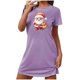 thumbnail image 2 of Camisón corto navideño para mujer, talla grande, cuello redondo, manga corta, estampado en el pecho, vestido de noche para mujer, 2 of 3