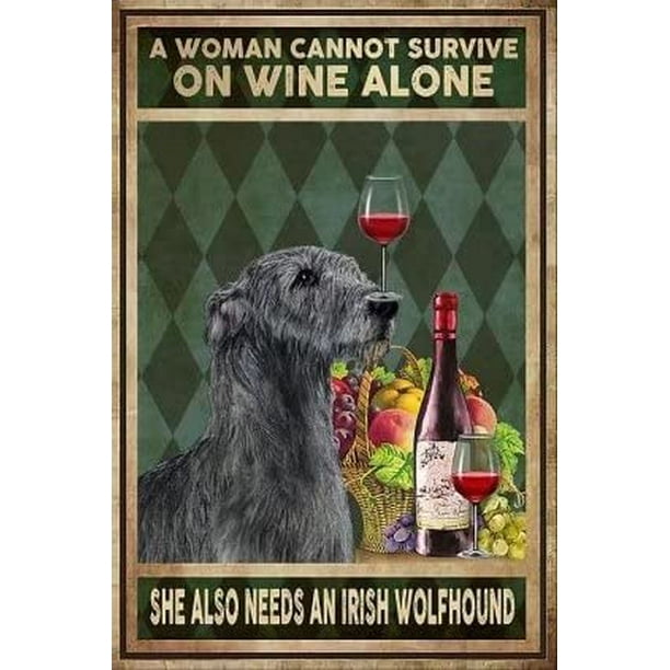 Irish Wolfhound Red Wine Retro Metal Tin Sign bathroom Tin Sign