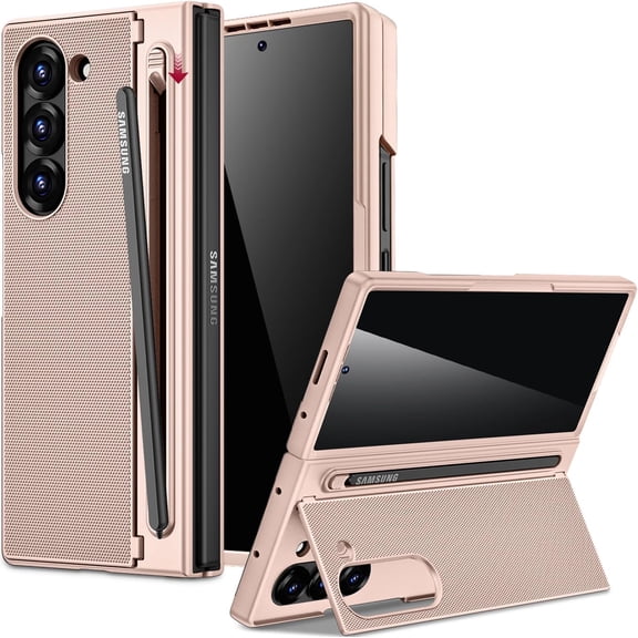 for Samsung Galaxy Z Fold 7 Case with S Pen Holder Slot [Military Grade Drop][Built-in Privacy Screen & Kickstand] Slim Thin Protective Phone Case for Galaxy Z Fold 7 5G Cover Pen Gold