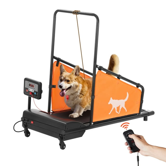 KFFKFF Tapis Roulant pour Chiens Moyens, Capacité de Poids de 200 lbs, Machine de Course Électrique pour Chiens avec 3 Rampes Réglables, Tapis Roulant pour Animaux d'Intérieur avec Écran LCD