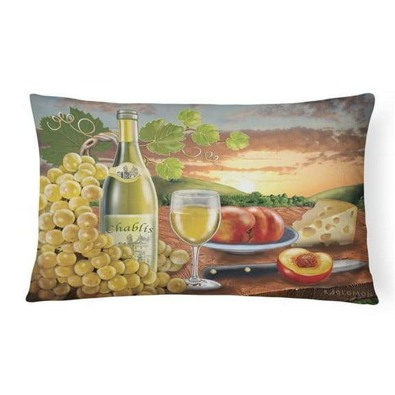 12 x 3 x 16 in. Chablis, Peach, Wine & Cheese Canvas Fabric Decorative Pillow