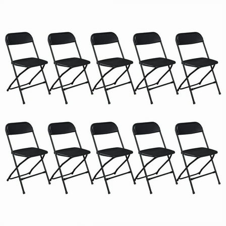 10 Pcs Injection Molding Classic Garden Plastic Folding Chair Black