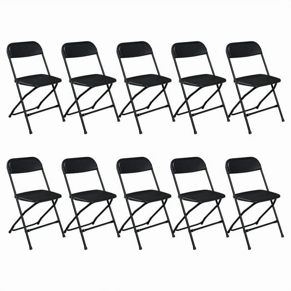 10 Pcs Injection Molding Classic Garden Plastic Folding Chair Black