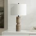 thumbnail image 4 of SAFAVIEH Nara 25" Mid-Century Travertine Grey Table Lamp with White Shade, 4 of 6