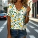 thumbnail image 4 of Blusa Zhyaj de manga corta con cuello en V y estampado floral bohemio para mujer, 4 of 6
