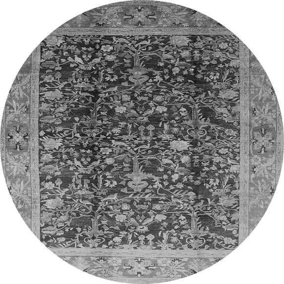 Ahgly Company Indoor Round Oriental Gray Traditional Area Rugs, 8' Round