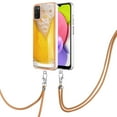 thumbnail image 2 of for Samsung Galaxy A03s Crossbody Strap Phone Case, Anti-Fall Pattern Clear Design Transparent Soft & Flexible TPU Drop and Shockproof Protective Cover with Adjustable Nylon Neck Strap, Draft Beer, 2 of 7