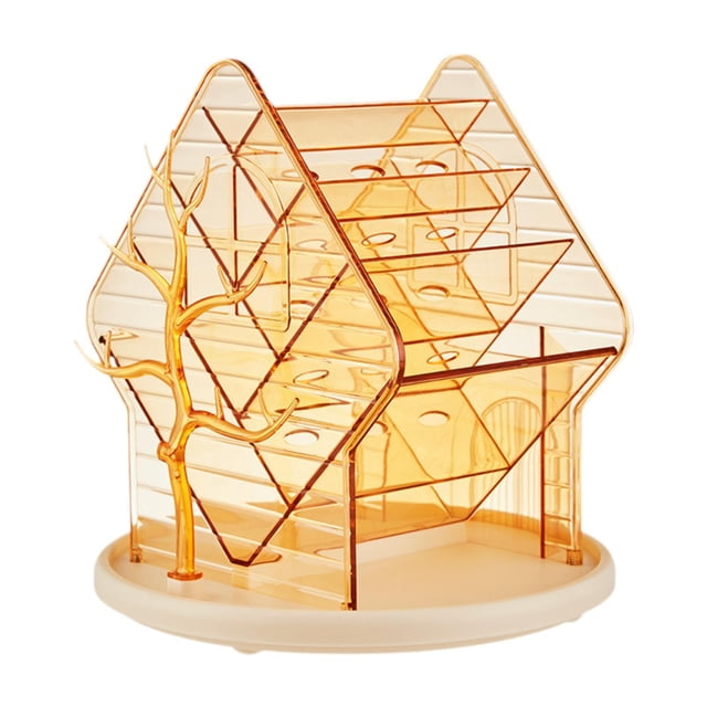 Organizador de maquillaje giratorio de 360 degree para brochas de maquillaje y artículos de tocador de viaje. Oro claro