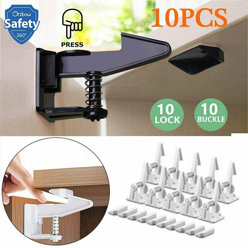10Pcs Child Safety Cupboard Locks Baby Drawers Cabinet Locks Kitchen