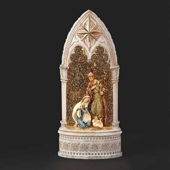 Roman 12" White and Green Swirl Church Arch LED Christmas Tabletop Figurine