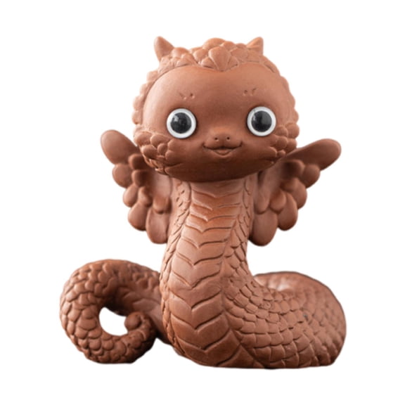 WLPZXP 2025 Spring Festival Ceramic Snake Statue Decorative Lovely 8.5x7.5x10.2cm Shelf Brown