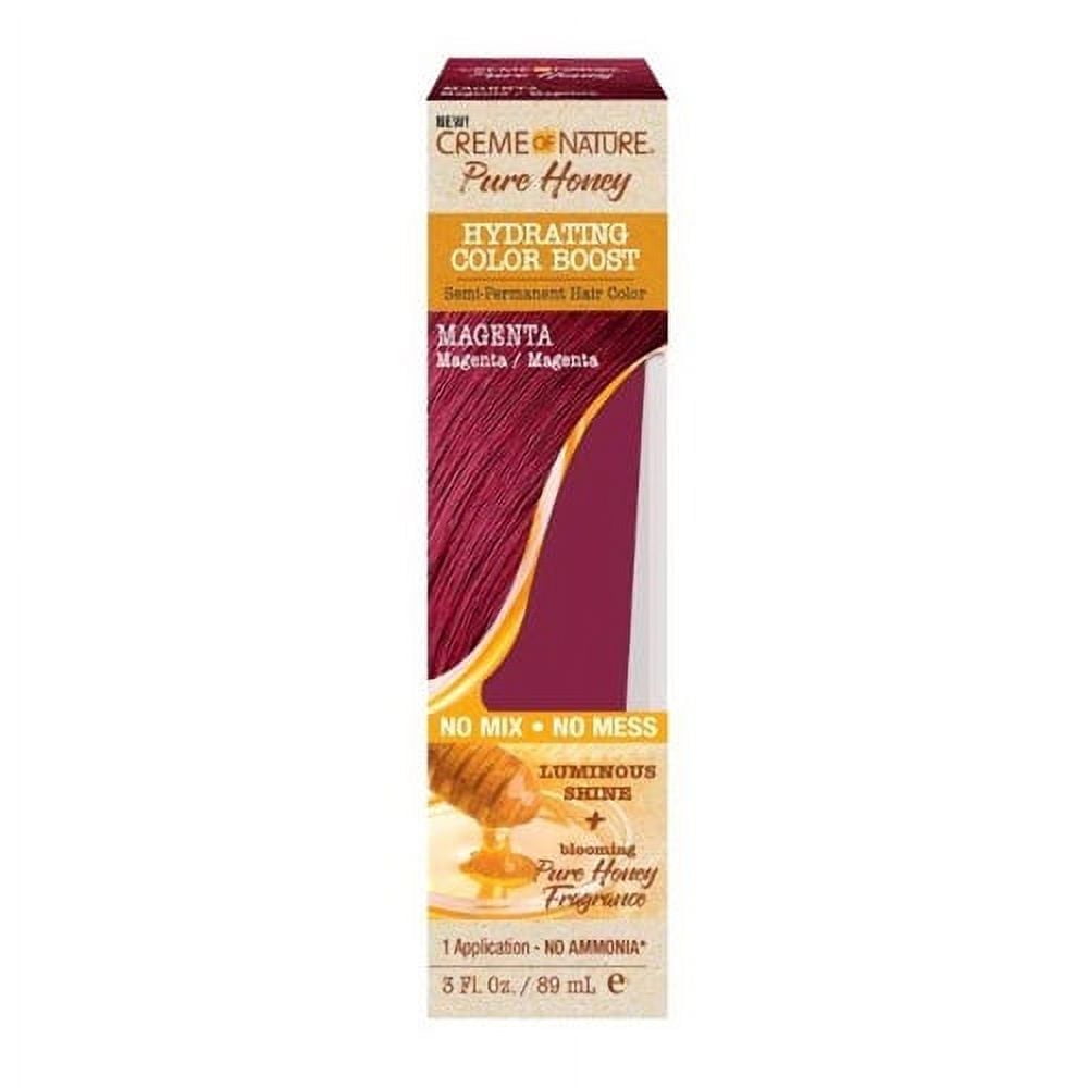 Creme Of Nature Pure Honey Hydrating Color Boost Semi Permanent Hair Color Magenta, 3 Oz
