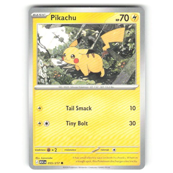 Collectible 2026 Mega Evolution Ascended Heroes Pikachu 55/217 English Pokemon Trading Card