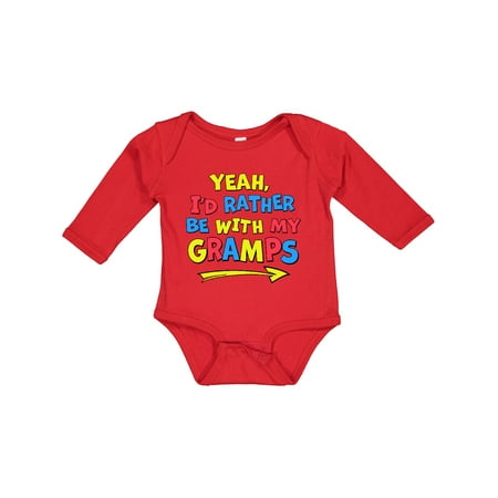 

Inktastic Yeah I d Rather Be with My Gramps in Red Yellow and Blue Gift Baby Boy or Baby Girl Long Sleeve Bodysuit