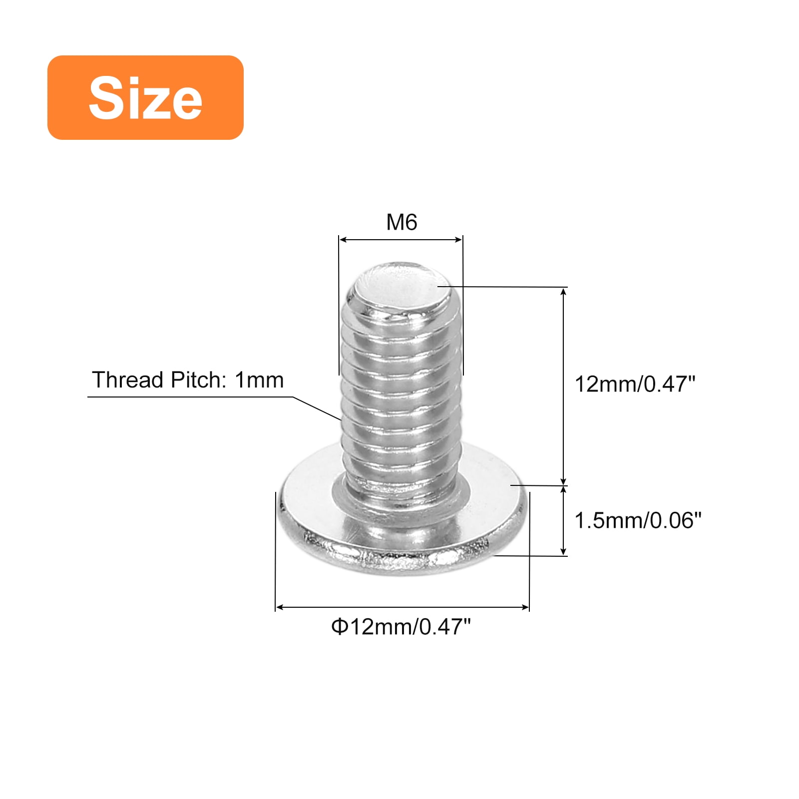 M6-1 x 12mm 100Pack Metal Flat Round Head Screws Phillips Drive Machine Bolt