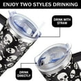 thumbnail image 5 of 40oz Halloween Tumbler with Lid & Straw - Stainless Steel Double Wall Skull Design Gothic Cup - Spooky Gift for Women, Men, Adults, 5 of 6