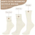 thumbnail image 3 of CoCoMangos 6 Pairs Ruffle Socks Soft Cute Frilly Turn-Cuff Long Casual Slouch Cotton Crew Socks for Women Gifts, 3 of 7