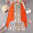 thumbnail image 4 of BRGZLK Muslim Dress for Girls Middle East Ramadan Long Sleeve Ethnic Style Dress Arabic Long Robe Skirt Gown Orange A 10-11 Years, 4 of 5