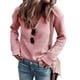thumbnail image 1 of Suéter rosa de manga larga con hombros caídos y escote en V para mujer - Simple Elegance, 1 of 5