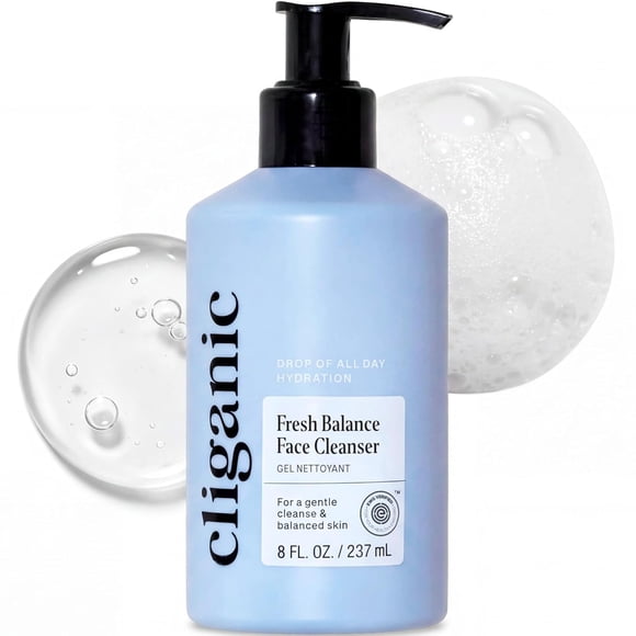 Cliganic Gel Nettoyant Hydratant pour le Visage avec Triple Complexe Botanique® – Nettoyant Doux et Propre pour le Visage avec Huiles de Jojoba, d'Églantier et d'Argan Élimine les Impuretés du Maquillage Glycérine d'Aloès pour une Peau Équilibrée et Éclatante