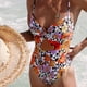 thumbnail image 3 of Gibobby Trajes de baño mujer una pieza Traje de baño sexy para mujer Romántico Impreso floral Sexy Recorte Bikini Traje de baño Elegante Traje de baño de(Naranja,XL), 3 of 5