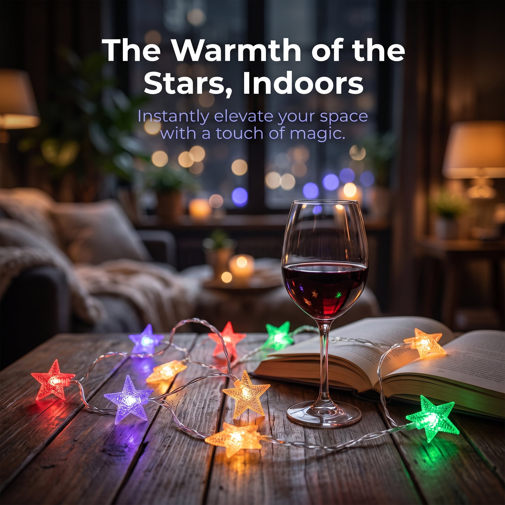 Unique Bargains 3D Star Lights with Flexible Design 6.6 ft Colorful Battery Operated