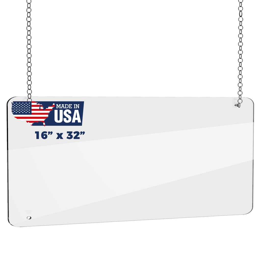 Hanging Portable Acrylic Plexiglass Sneeze Guard Shield for Counter