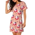 thumbnail image 2 of Fotbe Bunny And Strawberry Bata de Dormir para Mujer con Estampado, Camisón de Algodón de Manga Corta, Ropa de Dormir Casual, 2 of 6