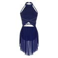thumbnail image 4 of Linjinx Sparkly Rhinestone Leotard Lyrical Dance Dress for Womens Cutout Strappy Backless Dance Dress Navy Blue XL, 4 of 6