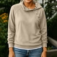 thumbnail image 5 of Sevevn Women's Asymmetric Button Cowl Neck Sweatshirt Raglan Long Sleeve Soft Pullover Casual Loose Fit Top Khaki XL, 5 of 5