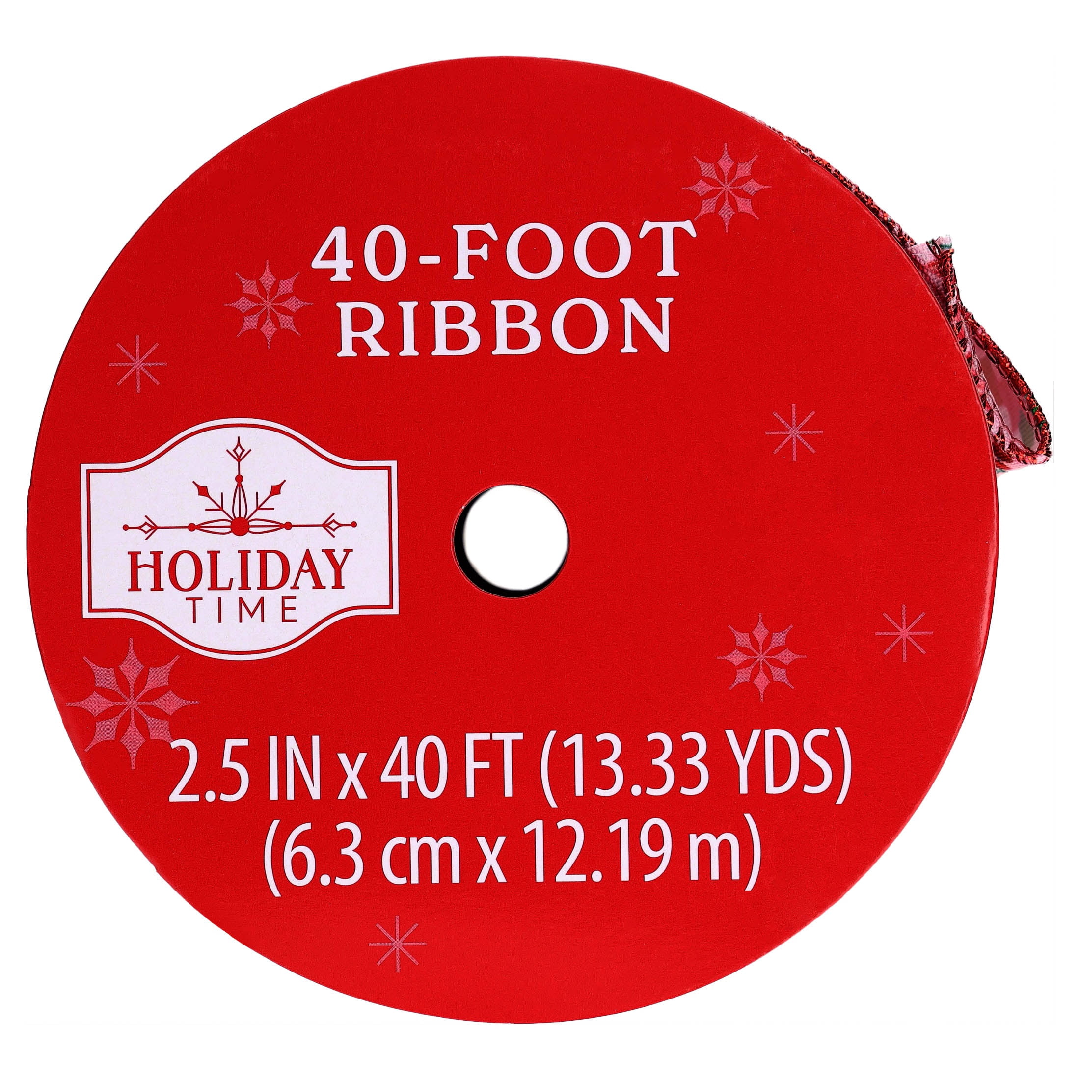 Red/Pink/Green Poinsettia Christmas Ribbon, 2.5" x 40', by Holiday Time