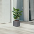 thumbnail image 3 of Modern Galvanized Metallic Planter for Indoor and Outdoor with Drainage (16" x 16" x 16", Grey), 3 of 7