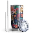 thumbnail image 2 of 20 Oz Shiba Inu and Flowers Coffee Tumbler Double Wall Insulated Stainless Steel Water Bottle | Metal Reusable Thermoses Flask with Cup Cap | Leak & Sweat Proof with Anti-Dust Lid, 2 of 7