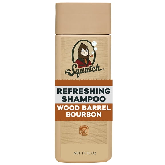 Dr. Squatch Mens Refreshing Shampoo, Hydrating Natural Sulfate Free Shampoo for Men, Wood Barrel Bourbon, 11 fl Oz