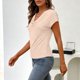 thumbnail image 5 of Tops de Manga Larga de Mujer Casual Draped Cuello de Vaca con Mangas Cortas Y Tejido Elástico Suave, Blusa de Poliéster Relajada para Primavera Verano Diario, 5 of 9